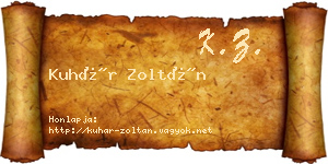 Kuhár Zoltán névjegykártya