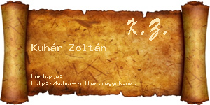 Kuhár Zoltán névjegykártya