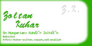 zoltan kuhar business card